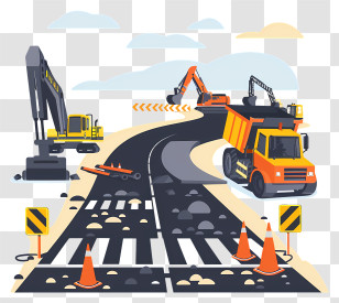 Road Construction - Road Construction Site Illustration Transparent PNG