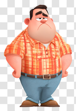 Annoyed Fat Man - Sad Man In Plaid Shirt Transparent PNG
