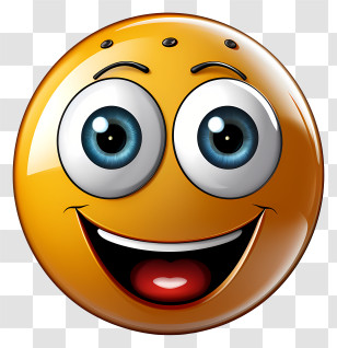 Yellow Face - Excited Happy Emoji With Big Eyes Transparent PNG