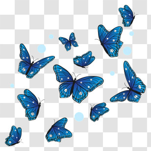 Blue Butterflies - Group Of Blue Butterflies Illustration Transparent PNG
