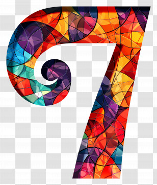 Number 7 - Colorful Artistic Number 7 Transparent PNG
