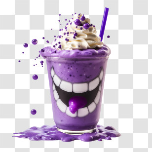 Grimace Shake - Delicious Purple Milkshake With Whipped Cream Transparent PNG