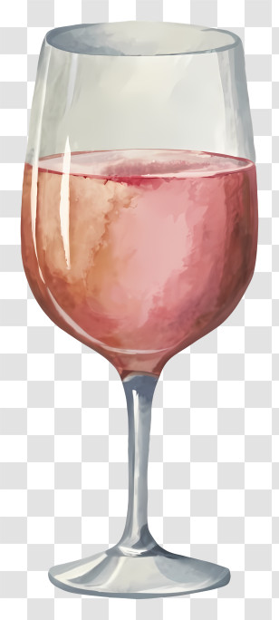 Pink Drink - Elegant Glass Of Red Wine In Illustration Transparent PNG