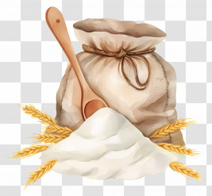 Corn Flour - Sack Of Flour And Scoop With Wheat Grains Transparent PNG