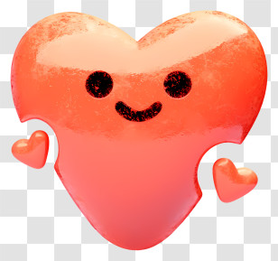 Realistic Style Heart Emoji - Cute Smiling Heart Cartoon Illustration Transparent PNG