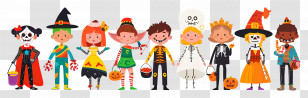Halloween Kids - Children In Colorful Halloween Costumes Transparent PNG