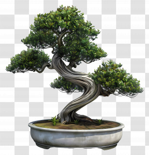 Bonsai Plant - Beautiful Bonsai Tree In Decorative Pot Transparent PNG