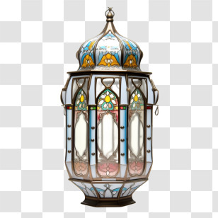 Islamic Lantern - Beautiful Ornate Stained Glass Lantern Transparent PNG
