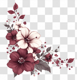 Maroon - Elegant Floral Decoration With Burgundy And Cream Flowers Transparent PNG