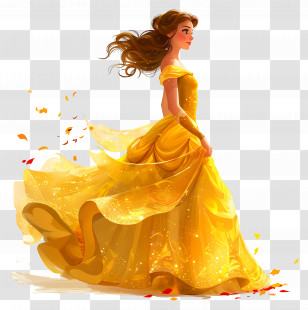 Belle Princess - Fantasy Princess In Yellow Dress Transparent PNG