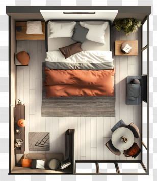 Bedroom Top View - Modern Bedroom Top View Transparent PNG