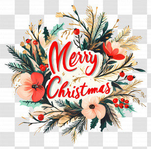 Merry Christmas - Merry Christmas Floral Decoration Transparent PNG
