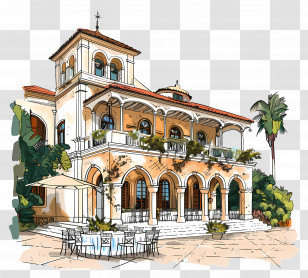 Wedding Venue - Mediterranean Style Villa With Balcony Transparent PNG