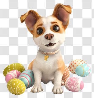 Easter Pet - Cute Cartoon Dog With Easter Eggs Transparent PNG
