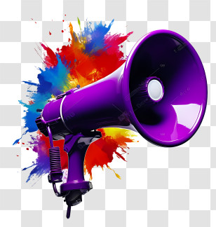 Online - Purple Megaphone With A Colorful Background Transparent PNG