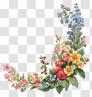 Flower Corner - Vintage Floral Design Transparent PNG