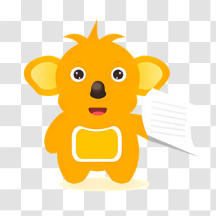 Icon - Cute Orange Koala With Paper Transparent PNG
