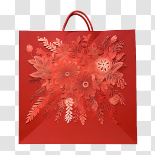 Paper Bag
 - Red Floral Decorative Gift Bag Transparent PNG
