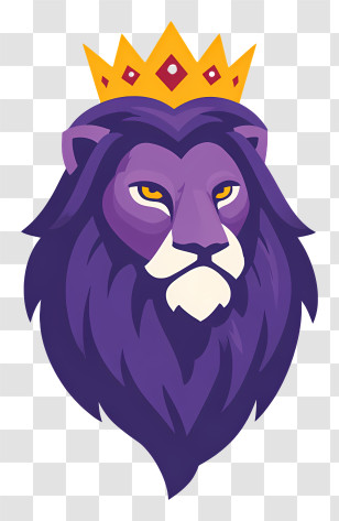 Purple Lion Logo With Crown - Purple Lion With Crown Illustration Transparent PNG