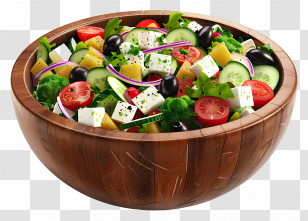 Greek Salad - Fresh Salad Bowl With Mixed Vegetables Transparent PNG