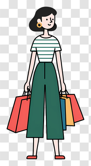 Woman Carrying Shopping Bags - Stylish Shopper With Colorful Bags Transparent PNG