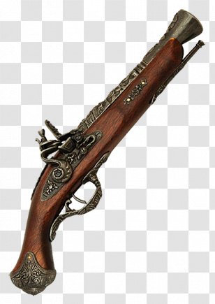 Revolver Firearm Flintlock Pistol Piracy - Cartoon - Antique Gun Powder Transparent PNG