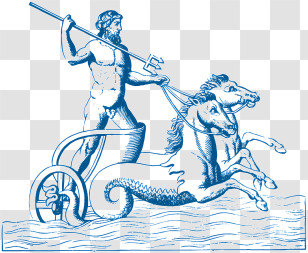 Ancient Greek - Blue Poseidon Chariot Illustration Transparent PNG