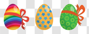 Easter Eggs - Decorative Easter Eggs With Colorful Ribbons Transparent PNG