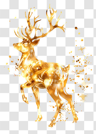 Golden Reindeer - Golden Reindeer Sparkling Artwork Transparent PNG