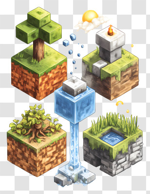 Minecraft Builds - Minecraft Blocks With Nature Elements Transparent PNG