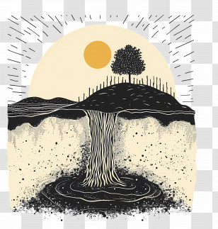 Soil Land - Tree And Sun Landscape Illustration Transparent PNG