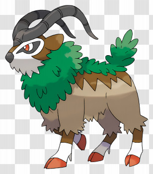 Gogoat - Cartoon Goat With Green Fur Transparent PNG