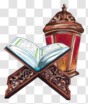 Open Quran Book - Traditional Lantern And Open Book Transparent PNG
