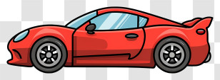 Red Car - Illustrated Red Sports Car In Cartoon Style Transparent PNG