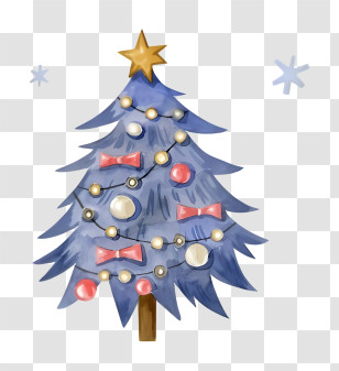 Blue Christmas Tree - Decorated Christmas Tree With Ornaments Transparent PNG