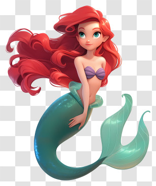 Ariel Mermaid Princess - Mermaid With Red Hair Transparent PNG