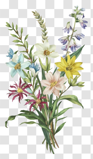 Cartoon - Wildflower Bouquet Illustration Transparent PNG