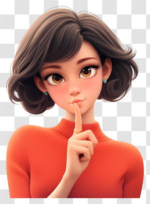 Girl With Finger On Lips - Anime Girl With Shh Gesture Transparent PNG
