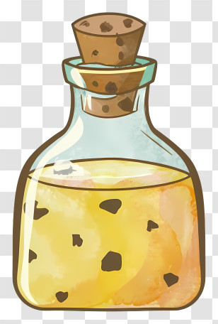Cartoon - Glass Flask With Yellow Liquid Transparent PNG