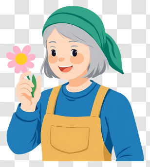 Farmer Woman - Happy Gardener With Flower Transparent PNG