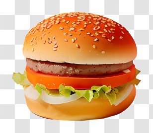 Hamburger - Delicious Beef Burger With Sesame Bun Transparent PNG