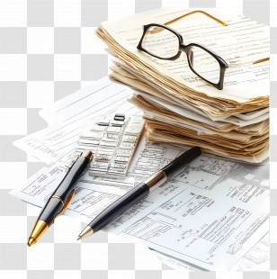 Tax Day - Documents And Pens On Desk Transparent PNG