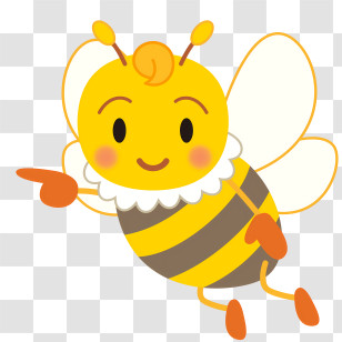 Honey Bee - Cute Cartoon Bee Pointing Gesture Transparent PNG