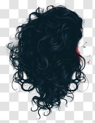 Hair Wig - Black Curly Hair Illustration Transparent PNG