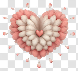 Flower Heart - Fluffy Petal Heart Ornament Transparent PNG