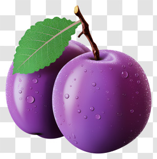 Pastel Plum - Purple Plums With Leaf Transparent PNG