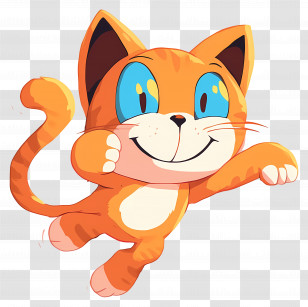 Scratch Cat - Playful Orange Cartoon Cat Transparent PNG