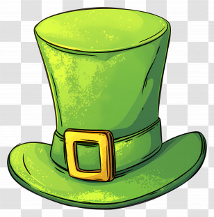 Leprechaun Hat - Green Leprechaun Hat With Golden Buckle Transparent PNG
