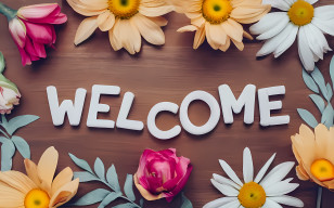 Welcome - Welcome Sign With Flower Arrangement Transparent PNG