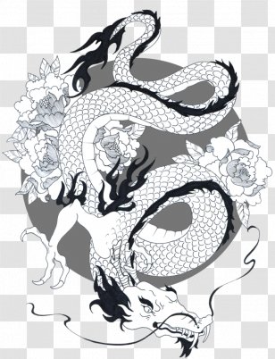 Drawing Japanese Dragon Chinese - Photography - Simple Black And White Painting Transparent PNG